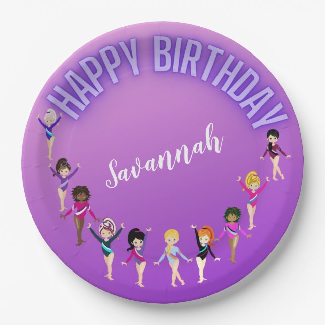 Prato De Papel Ginástica Amigos "Feliz Aniversário" Abroxo (Frente)