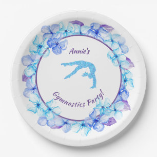 Prato De Papel Ginástica Feminina Aquarela Floral Aniversário