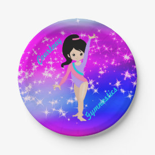 Prato De Papel Ginástica Girls Gymnast Sparkle Gymnast em Leotard