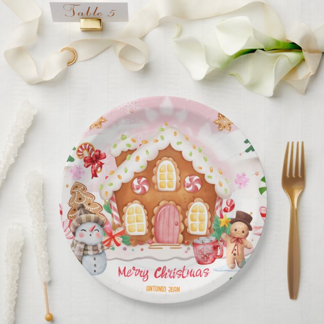 Prato De Papel Gingerbread House Decorating Party (Casamento)
