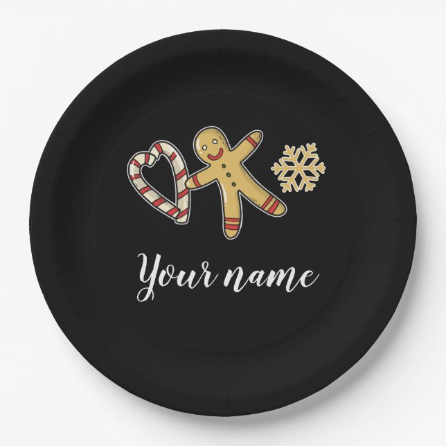 Prato De Papel Gingerbreadman Love (Frente)