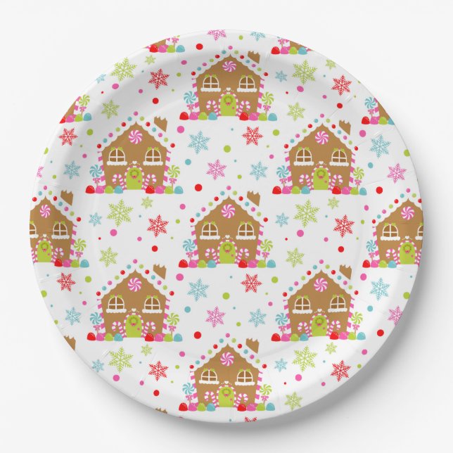Prato De Papel Gingercake House - Design de Natal Whimsso (Frente)