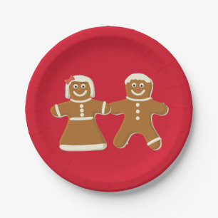 Prato De Papel Gingercake Man and Woman on Red