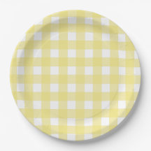 Gingham amarelo pálido e branco