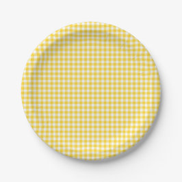 Prato De Papel Gingham Amarelo - Primeiro Aniversário de Placas