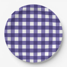 Prato De Papel Gingham azul marinho