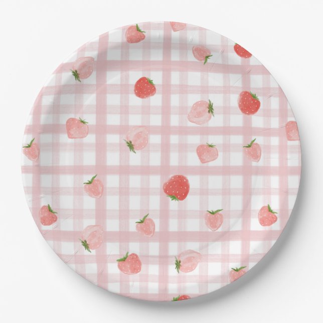 Prato De Papel Gingham Berry Party Plates (Frente)