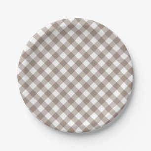 Prato De Papel Gingham - Chá de fraldas Russo de outono