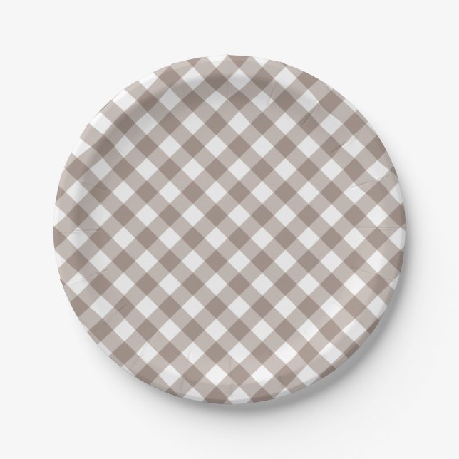 Prato De Papel Gingham - Chá de fraldas Russo de outono | (Frente)
