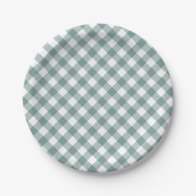 Prato De Papel Gingham - Chá de fraldas Russo de outono | (Frente)
