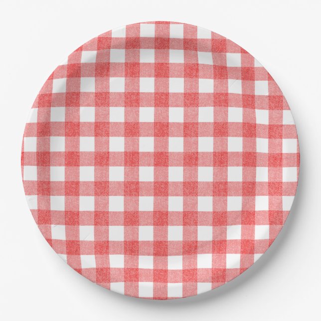 Prato De Papel Gingham de melancia simples (Frente)