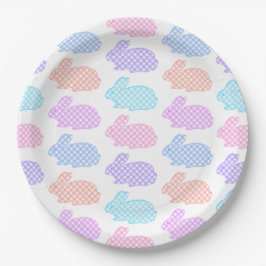 Prato De Papel Gingham Easter Bunny Pattern