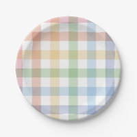 Gingham pastoso simples e bonito xadrez arco-íris
