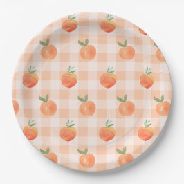 Prato De Papel Gingham Peach Paper Plates