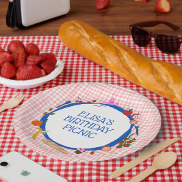 Prato De Papel Gingham Picnic Modern Cute CUSTOM BIRTHDAY PARTY