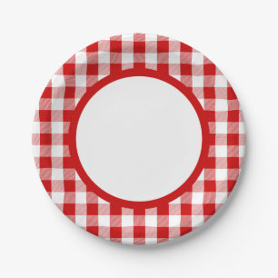 Prato De Papel Gingham Red And White Checkparty, Casamento