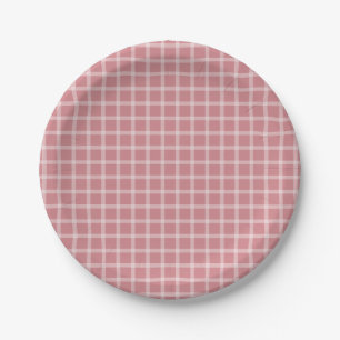 Prato De Papel Gingham Simples Rosa Chá de fraldas Neutro de Gêne