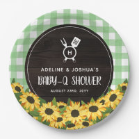 Gingham Verde & Girassóis Russo Chá Baby-Q