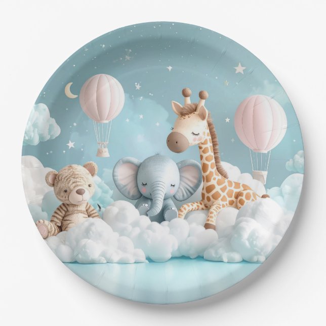 Prato De Papel Girafa bebê com todos os seus amigos (Frente)