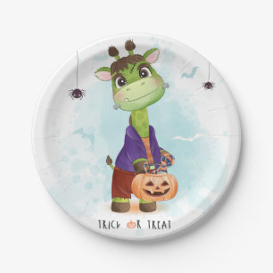 Prato De Papel Girafa Bonita do Halloween