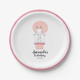 Prato De Papel Girafa do Primeiro Aniversário