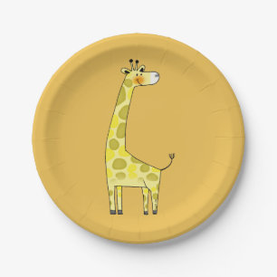 Prato De Papel girafa dos desenhos animados