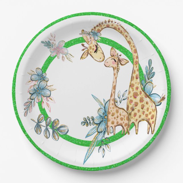 Prato De Papel Giraffe Baby Party Goods Paper Plate (Frente)