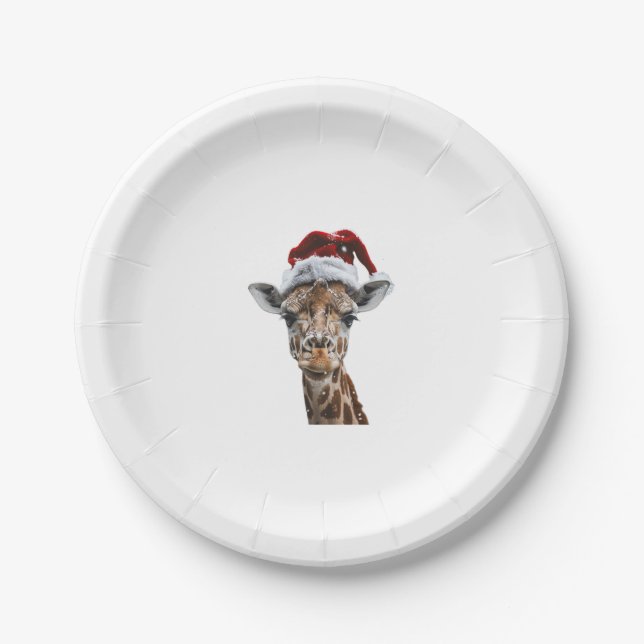 Prato De Papel Giraffe Christmas (Frente)