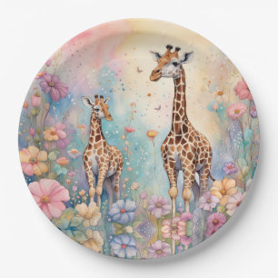 Prato De Papel Giraffe Garden Pastel