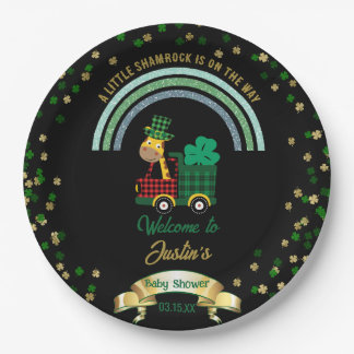 Prato De Papel Giraffe Leprechaun Chá de fraldas Arco-Íris Bem-vi