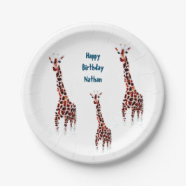 Prato De Papel Giraffe Wildlife Art Birthday