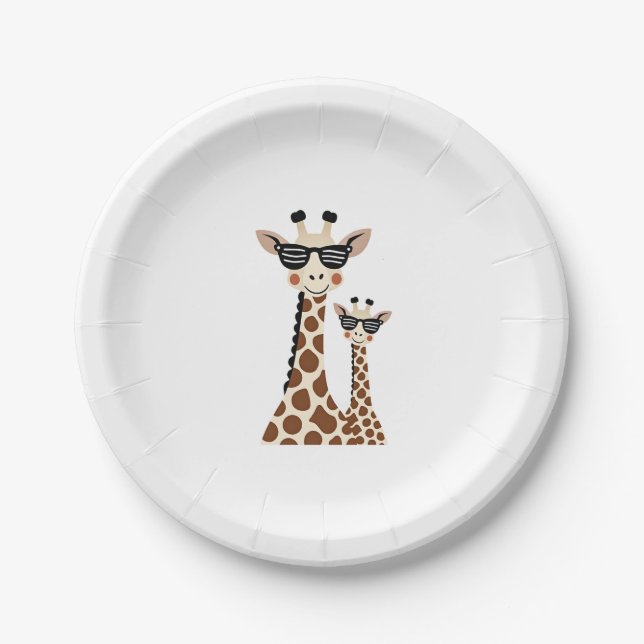 Prato De Papel Giraffe with Sunglasses Jungle Safari Animal Giraf (Frente)
