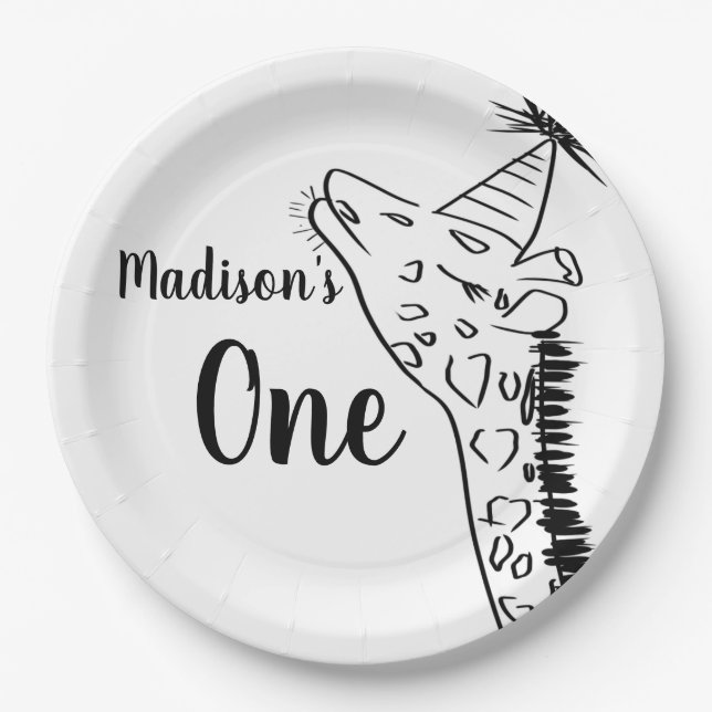 Prato De Papel Giraffe Zoo Animal Selvagem Selvagem Selvagem (Frente)