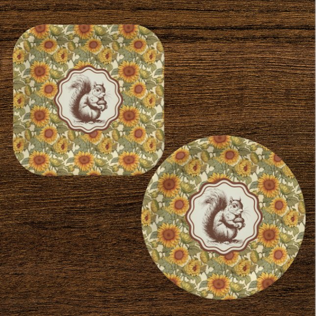 Prato De Papel Girardo Esquilo do Girassol William Morris  (Perfect for a big Thanksgiving dinner!)