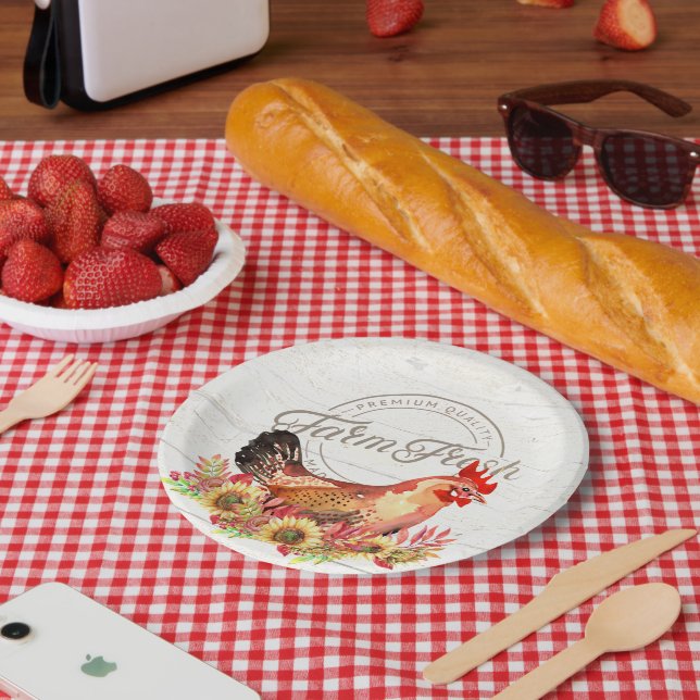 Prato De Papel Girassóis e frango de granja fresco (Piquenique)
