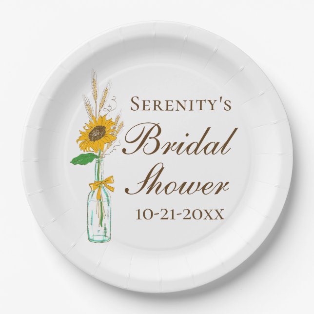 Prato De Papel Girassóis Russos, Casamento Floral De Queda (Frente)