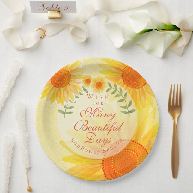 Prato De Papel Girassol (Casamento)
