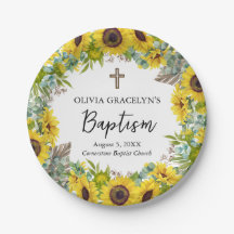 Girassol e Eucalyptus Boho Cross Baptism