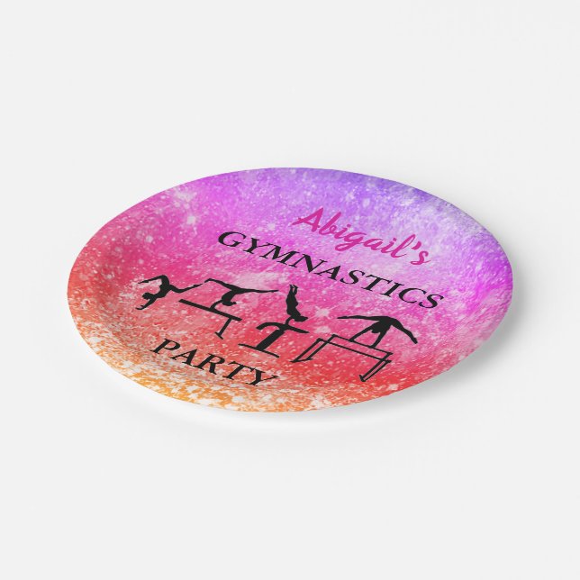 Prato De Papel Girinas Personalizadas Gymnastics Aniversário do R (Inclinado)