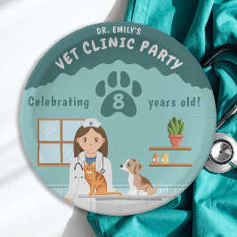 Prato De Papel Girl Veterinarian Clinic Animal Hospital Birthday