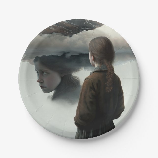 Prato De Papel Girl with clouds (Frente)