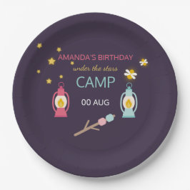 Prato De Papel Girlie Glamping Party personalizado