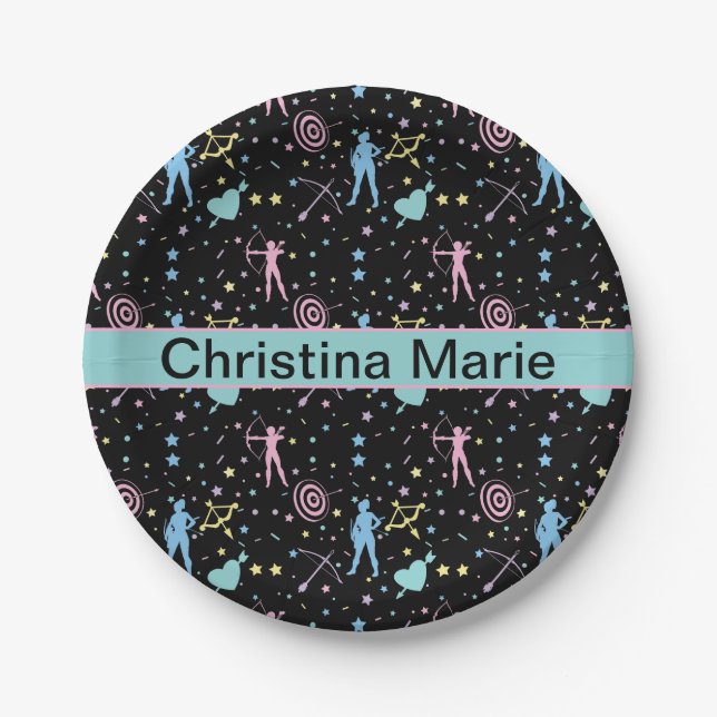 Prato De Papel Girls Archery - Girly Hearts Stars Archer (Frente)