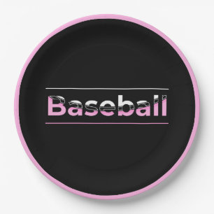 Prato De Papel Girls Baseball - Tipografia Geométrica Rosa