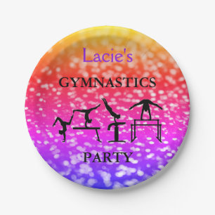 Prato De Papel Girls Gymnastics Birthday Sparkle Nome Personaliza