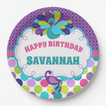 Girls Peacock Happy Birthday Party Personalizado
