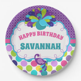 Prato De Papel Girls Peacock Happy Birthday Party Personalizado