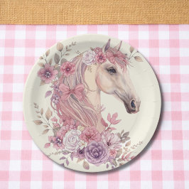 Prato De Papel Girls Pretty Ponies Pastel Floral Horse
