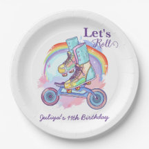 Girls Roller Skating Festa de aniversário roxa