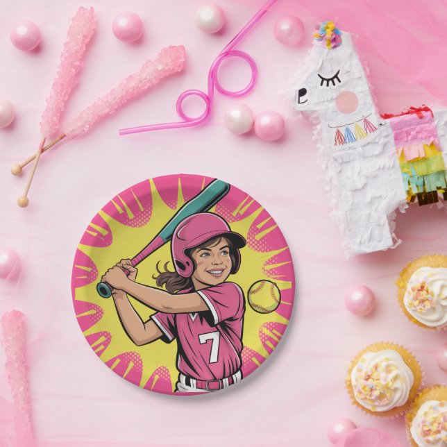 Prato De Papel Girls Softball Festa de aniversário (Festa)
